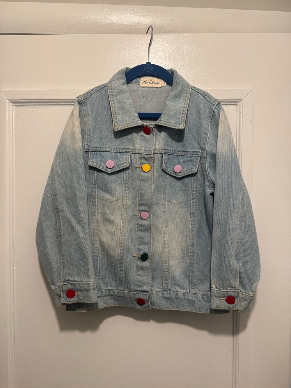 Light Wash Denim Kids Jacket with Rainbow Sequin Back - Picture 2 of 5